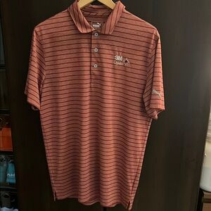 Puma 3M Open Red Polo Shirt Classic Stripes